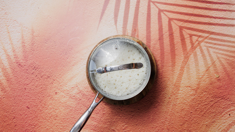 Riz cuit dans la casserole